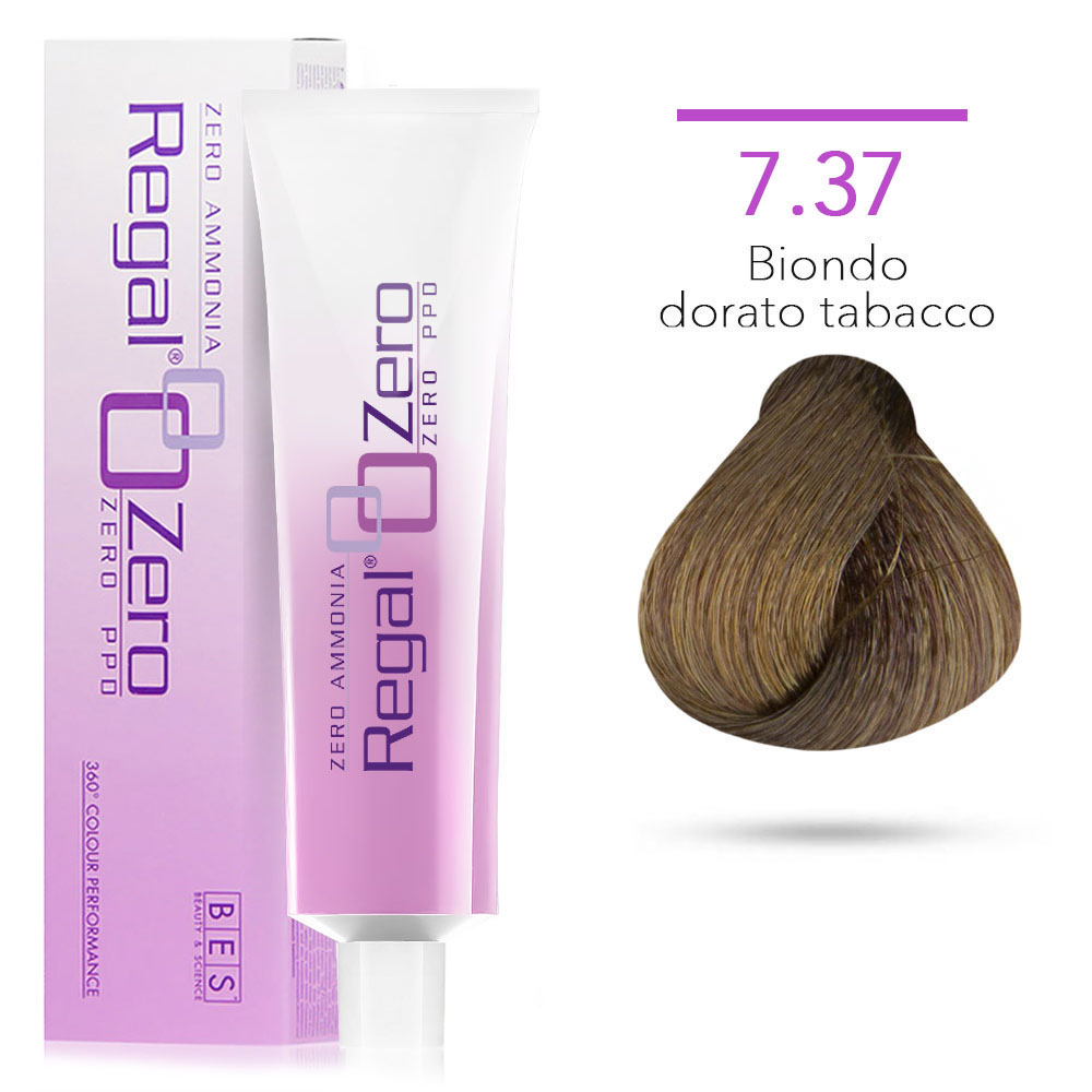 Bes Regal Zero senza ammoniaca senza ppd 7.37 BIONDO DORATO TABACCO - tinta per capelli - 100ml
