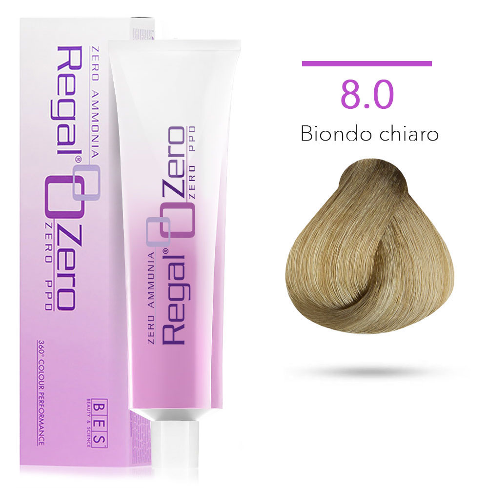 Bes Regal Zero senza ammoniaca senza ppd 8.0 BIONDO CHIARO - tinta per capelli - 100ml