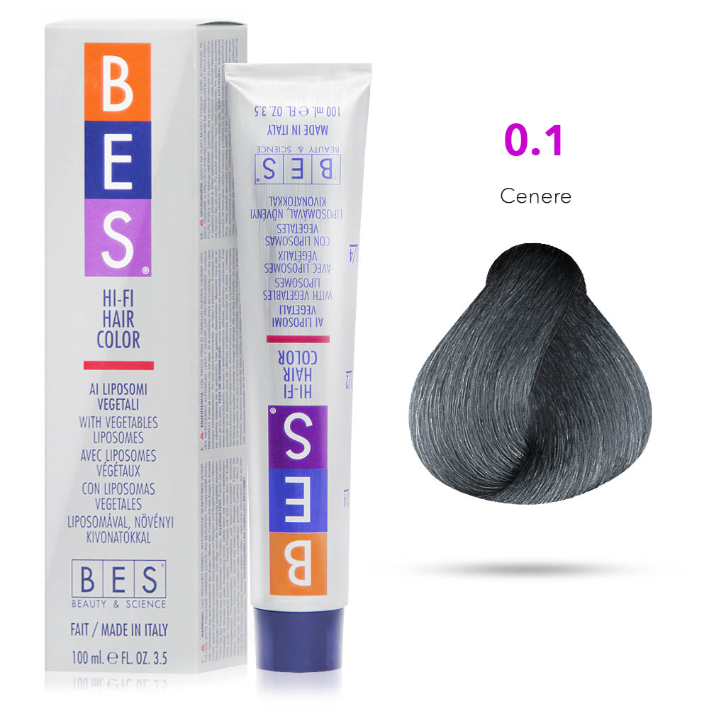 Bes Hi-Fi Hair Color Liposomi vegetali 01 Cenere - Tinta per capelli - 100ml 